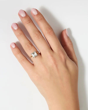Exquisite 3.05 Carat Asscher Cut Natural Diamond in Whisper Thin® Setting.