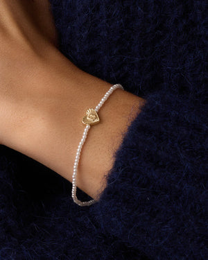 Pearl Vintage Heart Alphabet Bracelet