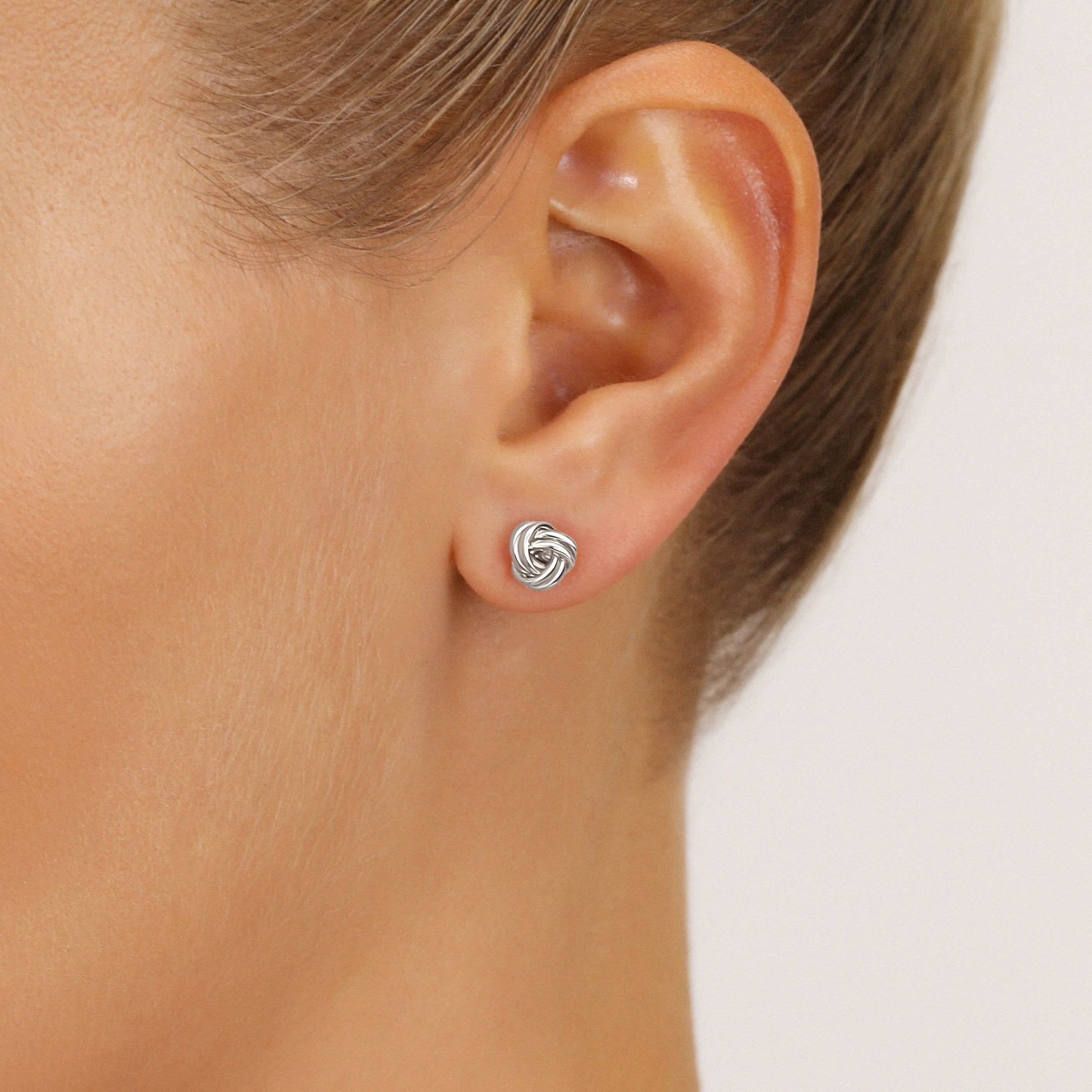 14K Gold Polished Love Knot Stud Earrings with Screwbackings, 7Mm