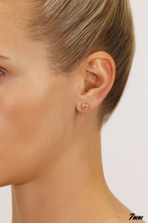 14K Gold Polished Love Knot Stud Earrings, 7Mm