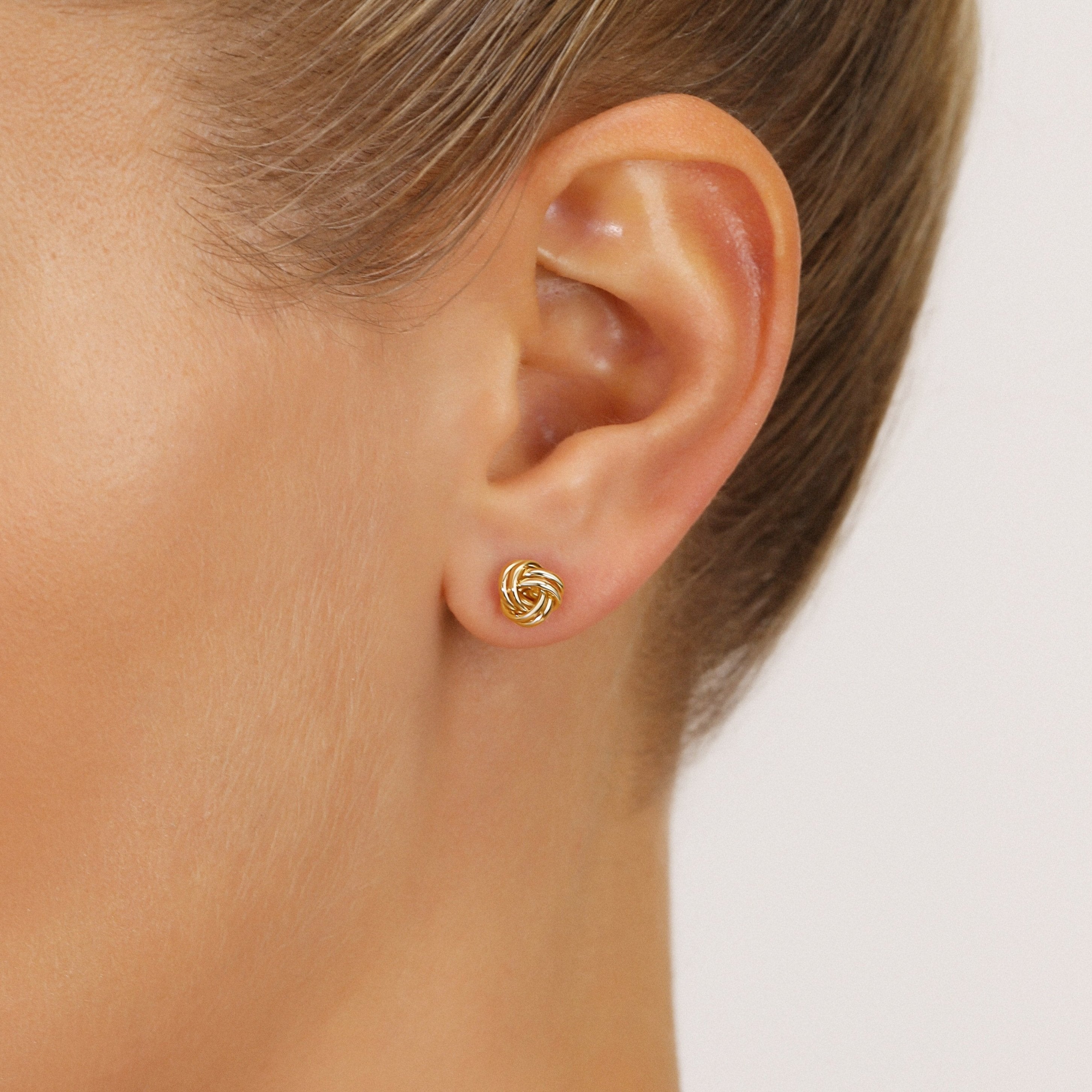14K Gold Polished Love Knot Stud Earrings with Screwbackings, 7Mm