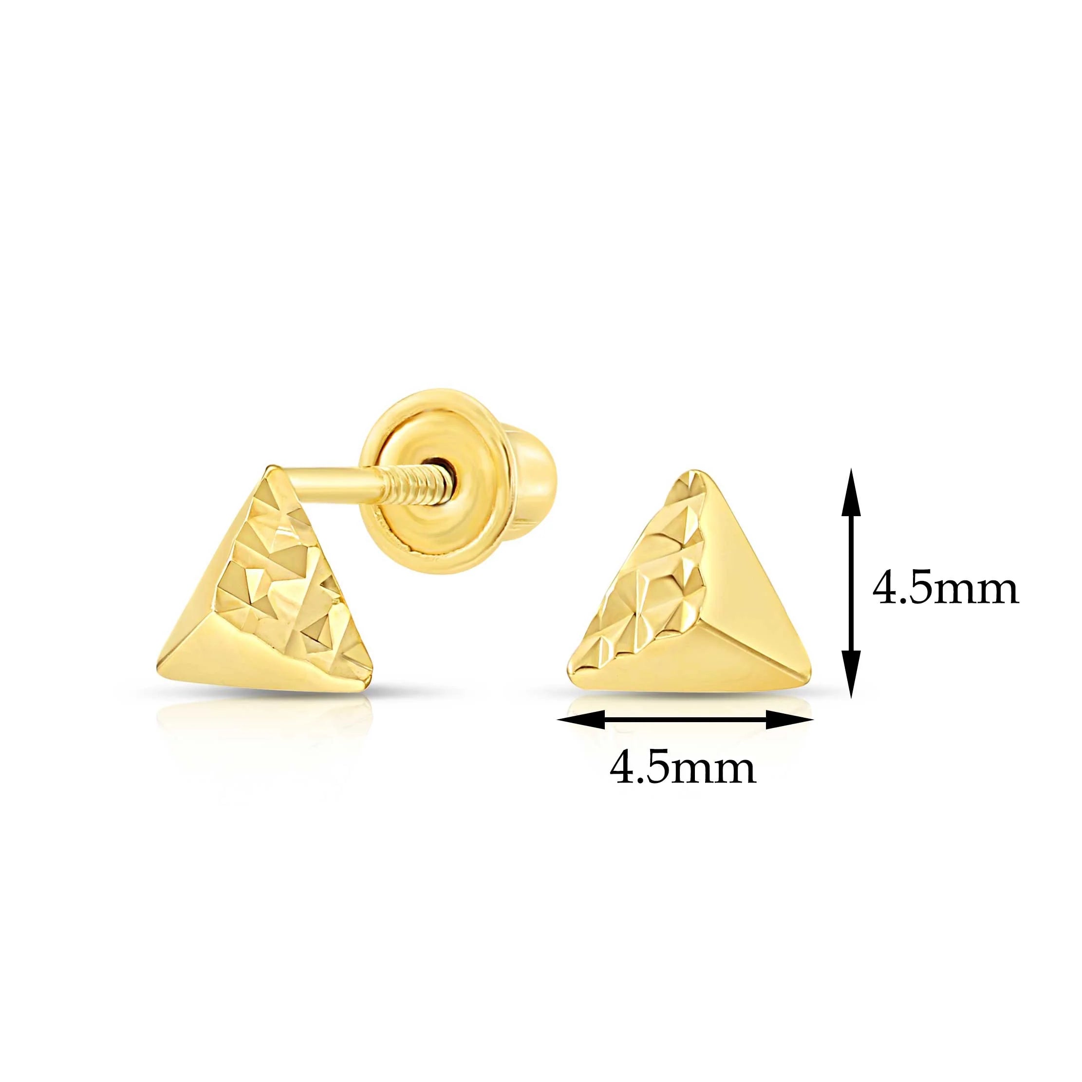 10K Yellow Gold Tiny Triangle Stud Earrings