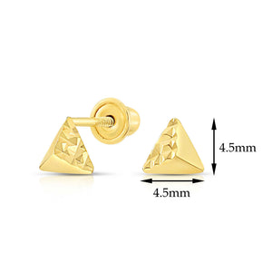 10K Yellow Gold Tiny Triangle Stud Earrings