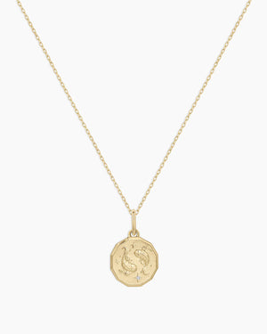 Diamond Zodiac Coin Charm Necklace