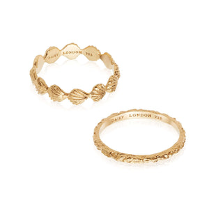 Shell Ring Stack 18Ct Gold Plate