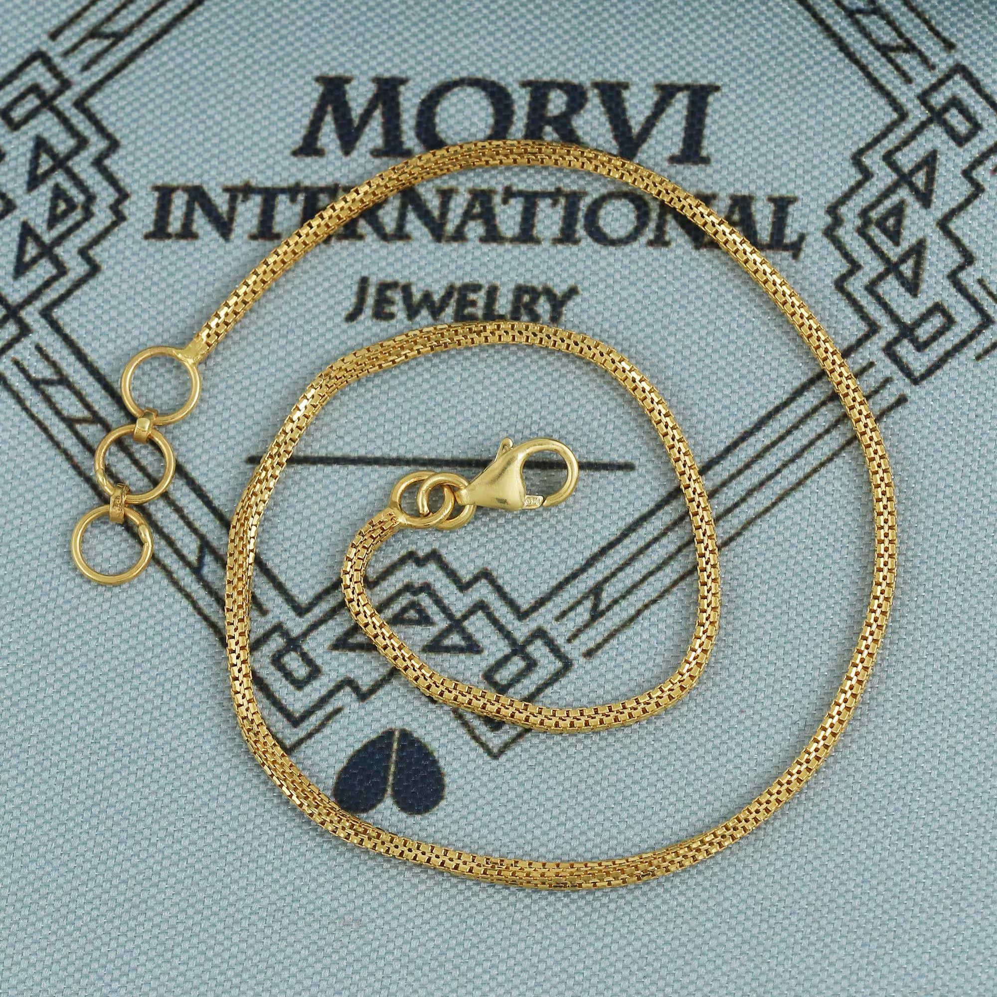 Bracelet in 22K Solid Gold, Indian Handmade Pure Gold Jewelry, Women Box Chain Link Bracelet with Adjustable Hoops, K5877