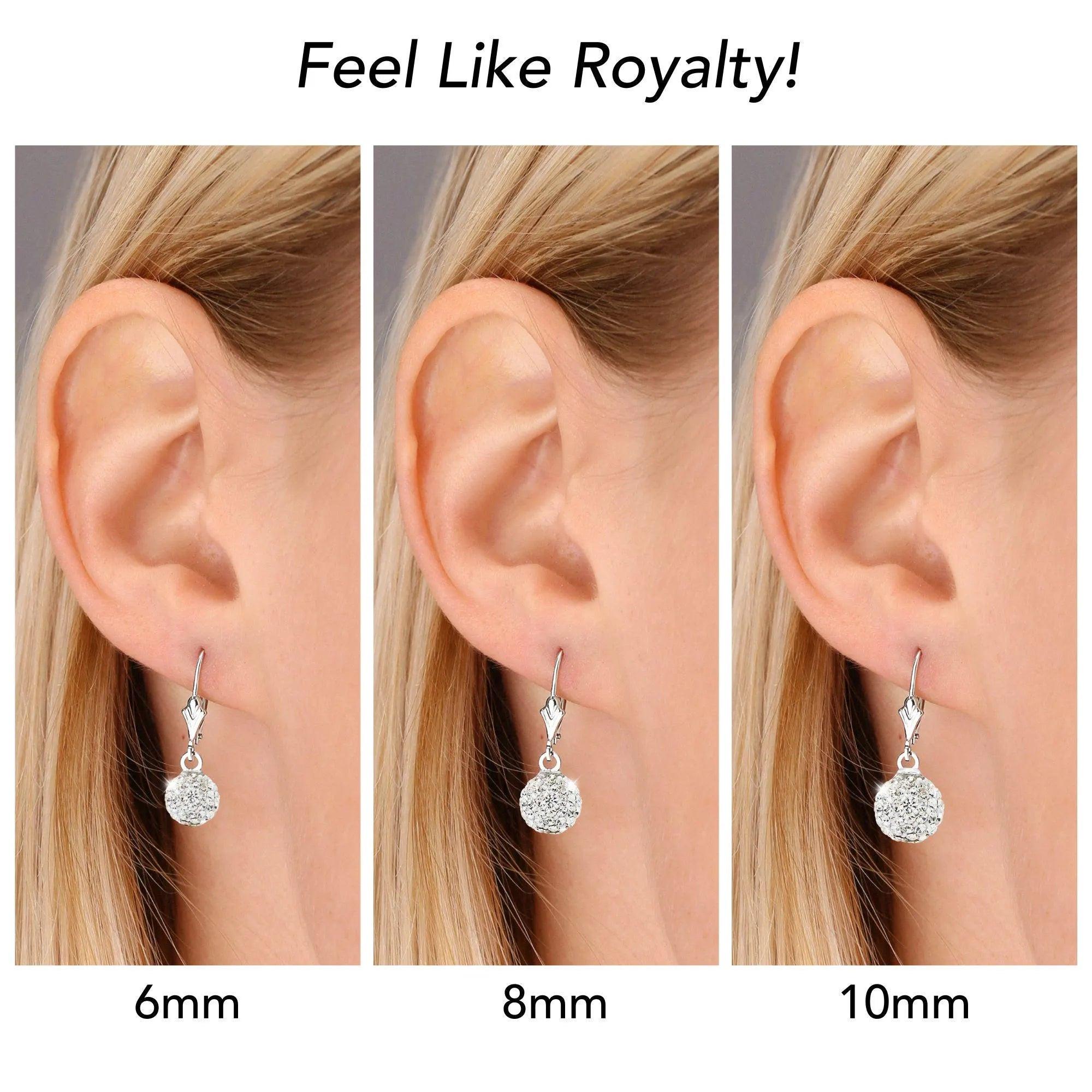 Elegant 925 Sterling Silver Crystal Ball Dangle Earrings with French Back - Perfect Gift for Her.