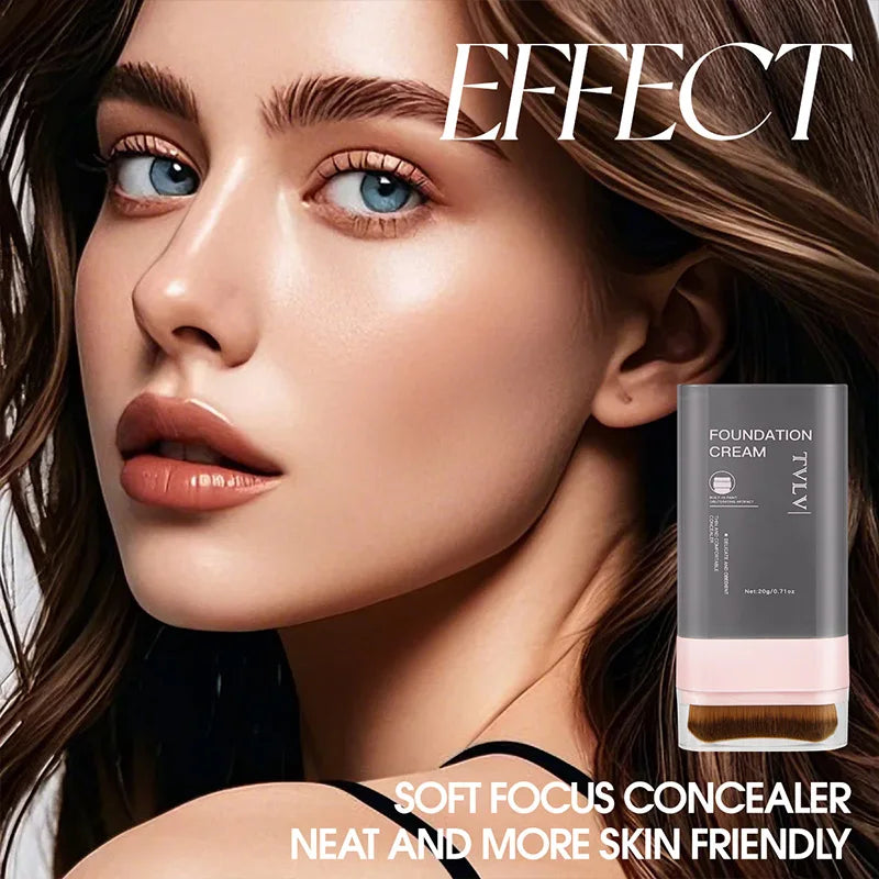 Concealing Foundation Stick 5 Shades with Built-In Brush, Brighten Lightweight and Waterproof Formula Face Contour Stick Makeup
