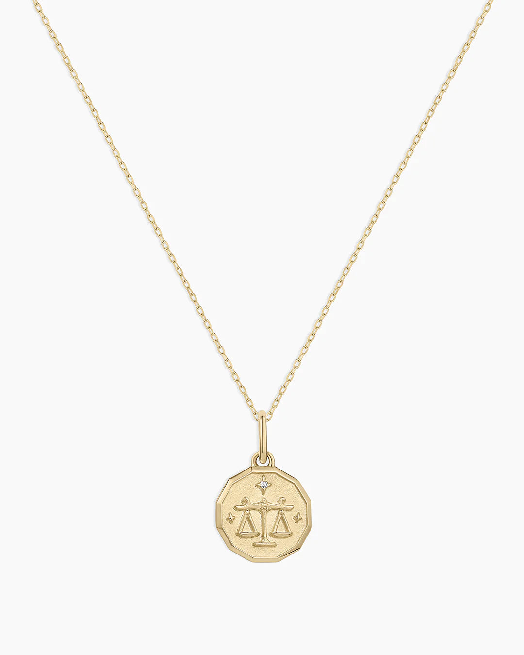 Diamond Zodiac Coin Charm Necklace