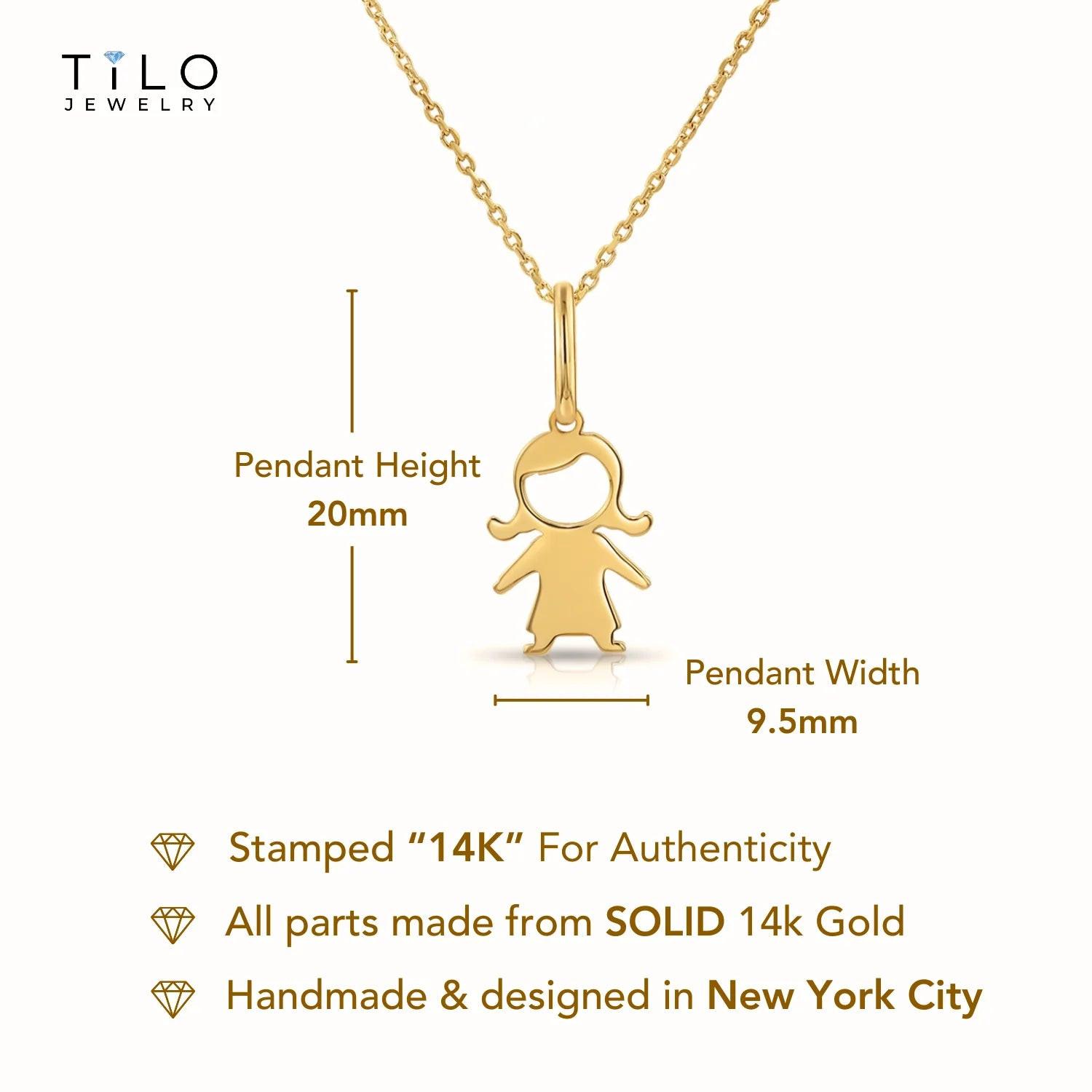 Delightful 14K Yellow Gold Little Girl Pendant Necklace for Timeless Elegance.
