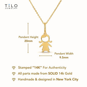 Delightful 14K Yellow Gold Little Girl Pendant Necklace for Timeless Elegance.