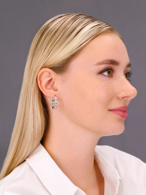 Elegant 925 Sterling Silver Hand Engraved Diamond Cut Hoop Earrings.