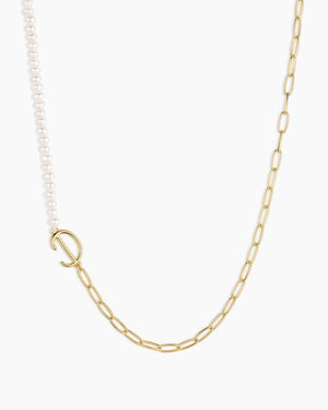 Lou Pearl Alphabet Necklace NikNenz™ Premium Gold & Diamonds
