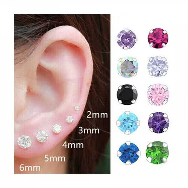 925 Sterling Silver round Earrings Studs Tiny Small One Pair