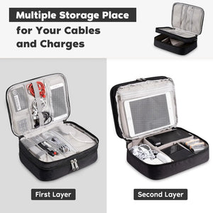 Three Layer Digital Storage Bag Multi-Functional Cable Storage Box Portable Waterproof Travel Case for Data Mobile Power Bank