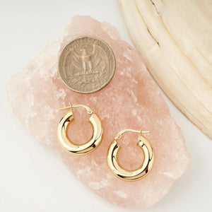 Stunning 14K Solid Gold Chunky Thick Hoop Earrings - Timeless Elegance.