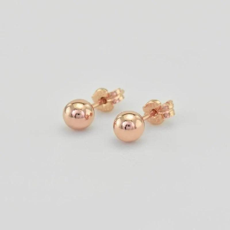 14K Solid Gold Minimalist Round Ball Stud Earrings - 4mm, 7mm, & 8mm Options.