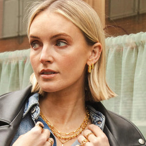 Polly Chubby Square Hoop Earrings 18Ct Gold Plate