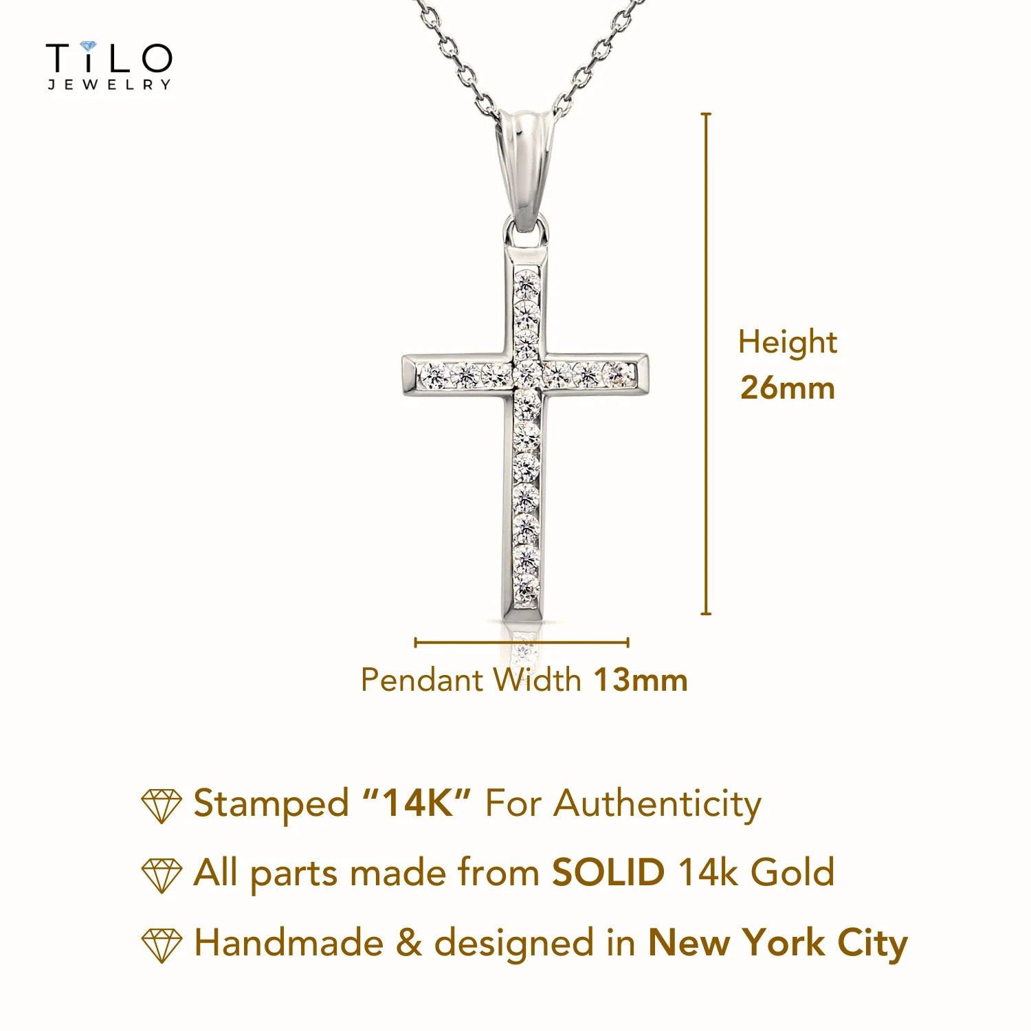 Elegant 14K White Gold Small Cross Pendant Necklace - A Timeless Treasure.