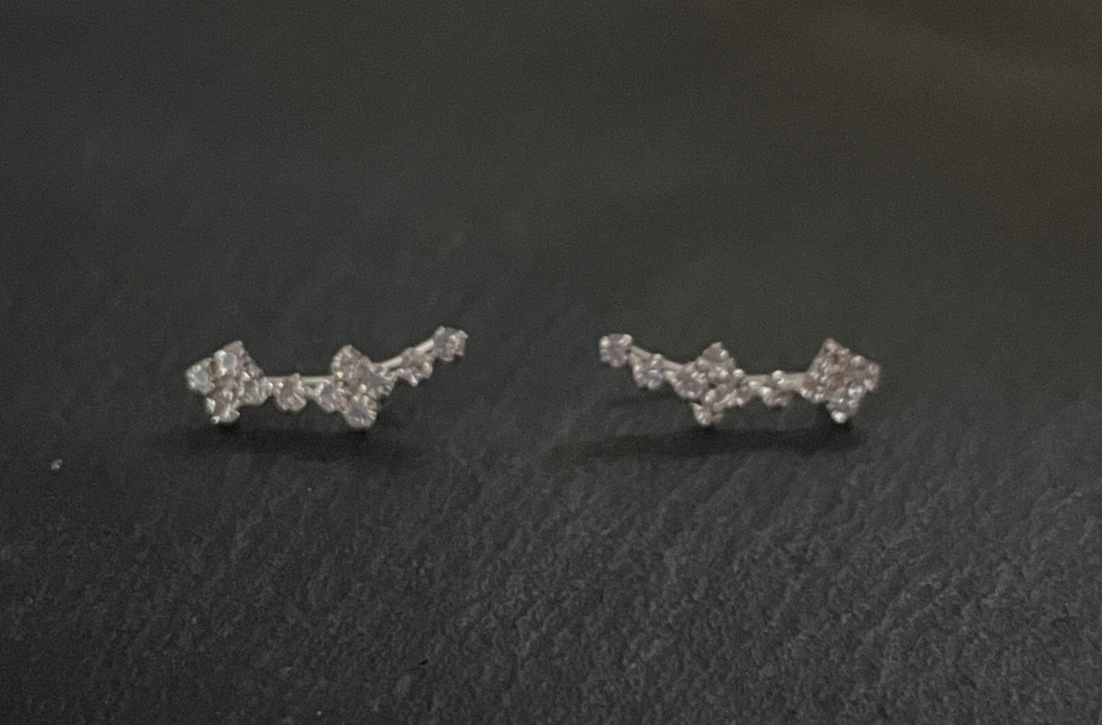 Beautiful 925 Sterling Silver and Sparkly Clear Cubic Zirconia Crystal Ear Climbers Earrings Gift