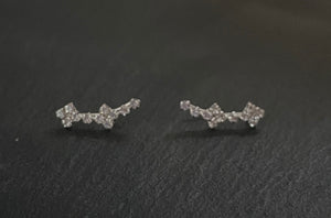 Beautiful 925 Sterling Silver and Sparkly Clear Cubic Zirconia Crystal Ear Climbers Earrings Gift