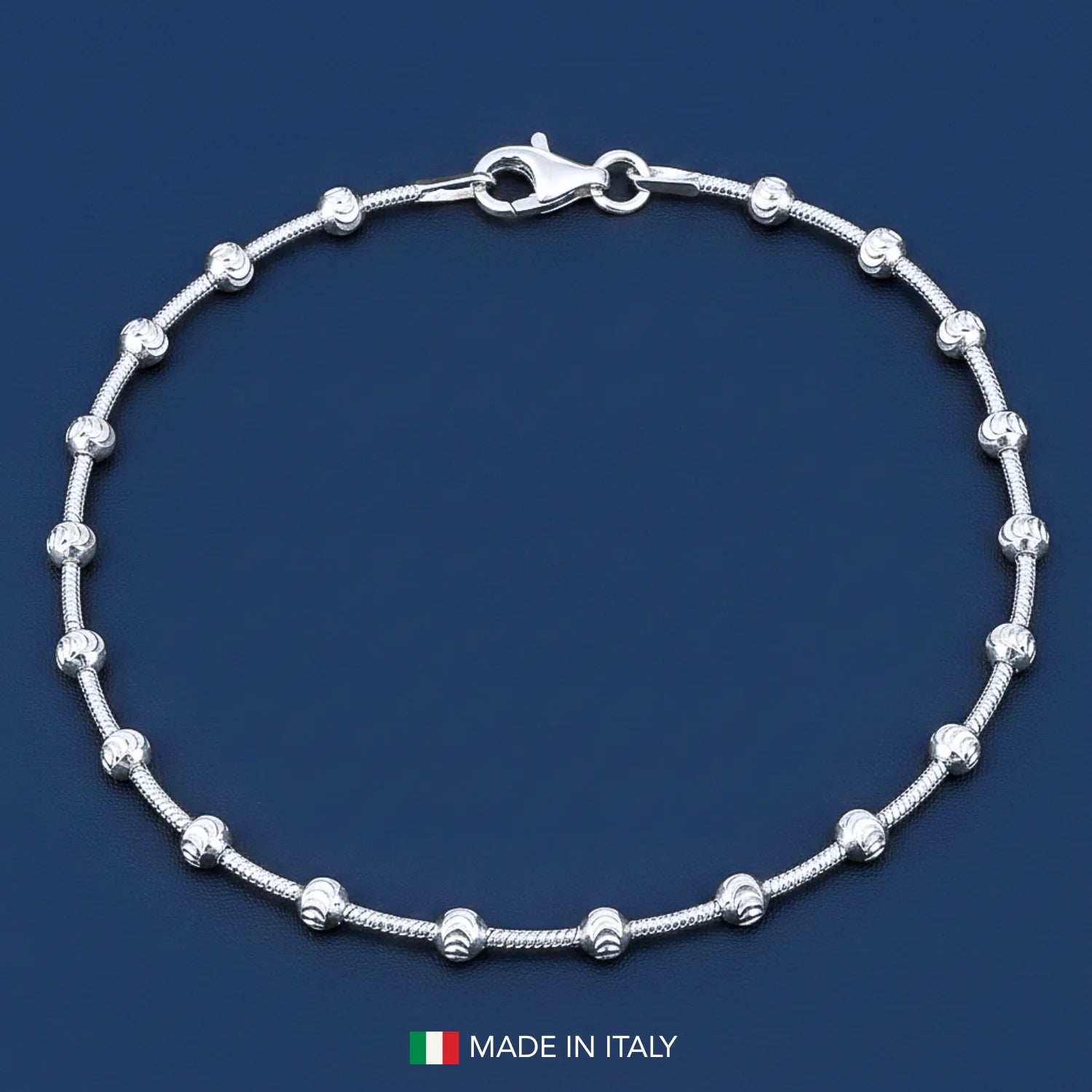 Sterling Silver Diamond-Cut Moon Bracelet