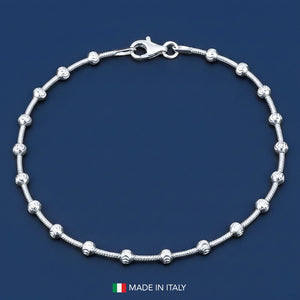 Sterling Silver Diamond-Cut Moon Bracelet