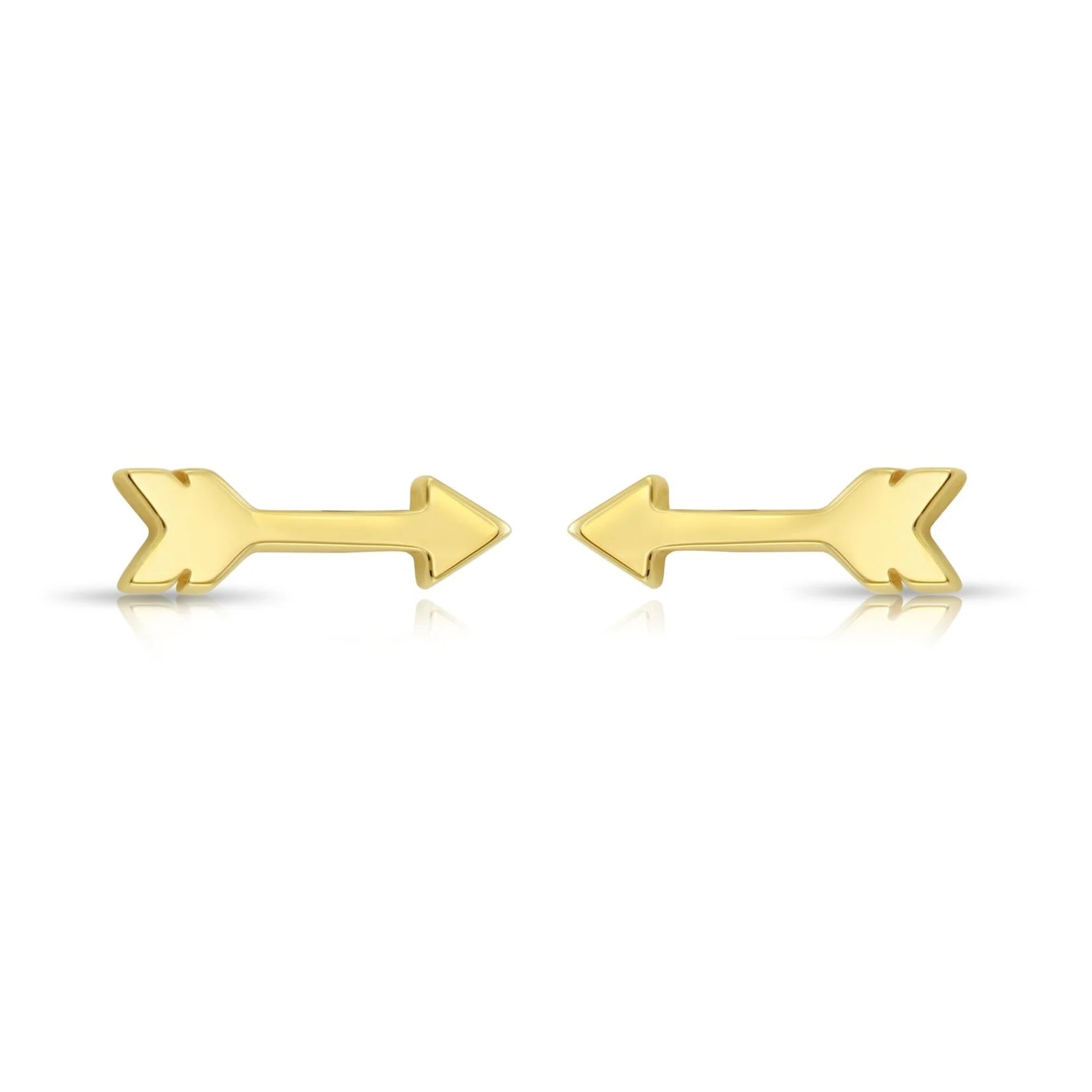 14K Solid Yellow Gold Tiny Arrow Studs, with Screw on Screwbacks