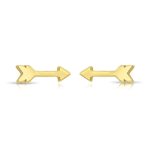 14K Solid Yellow Gold Tiny Arrow Studs, with Screw on Screwbacks