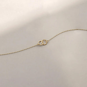 Elegant 14K Solid Gold Interlocking Circle Bracelet - Dainty Connection Jewelry Gift for Her.