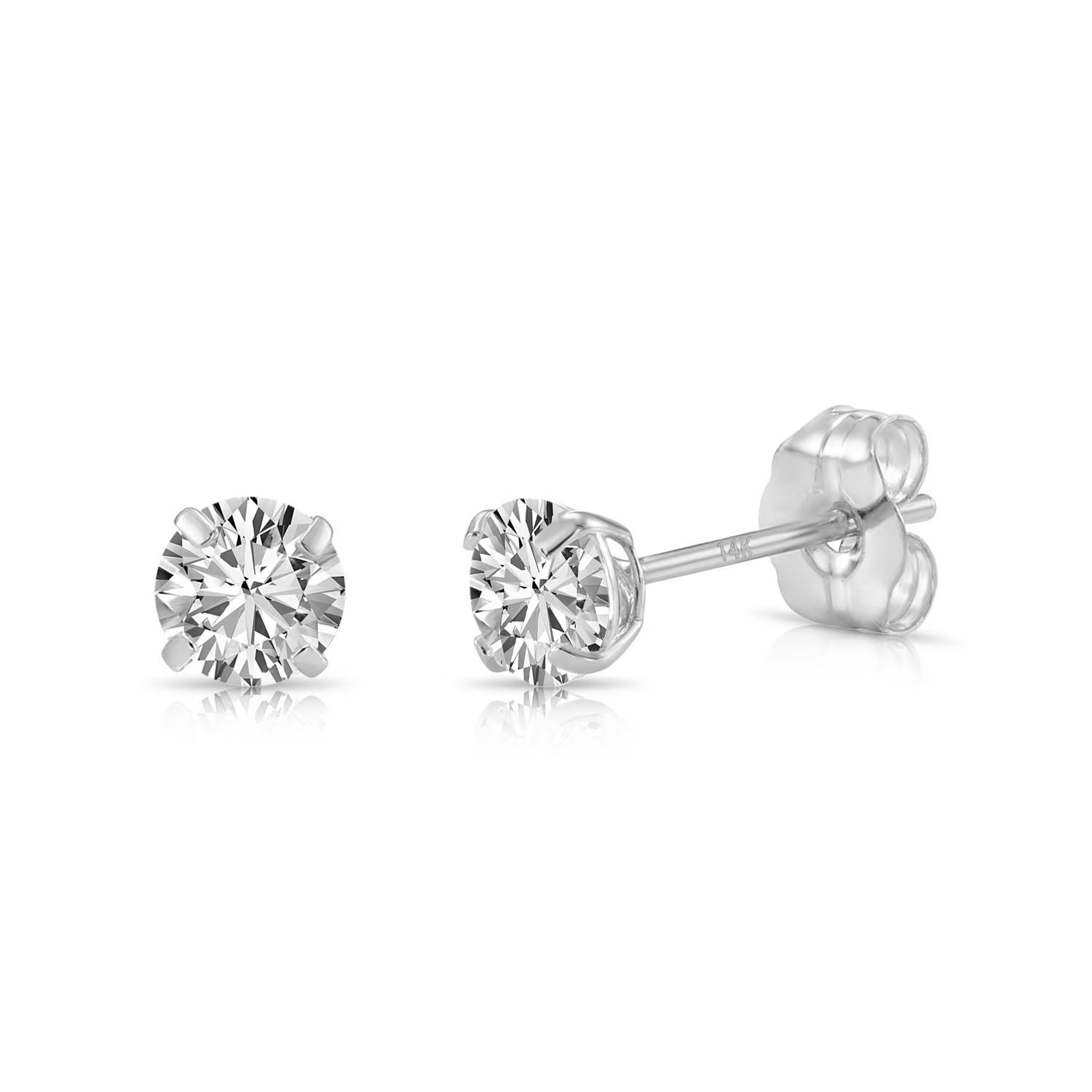 14K Gold Lab Diamond Stud Earrings, CVD Brilliant-Cut Diamond Studs, Classy round Diamond Studs, Wedding & Bridal, Pushback, by TILO Jewelry