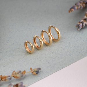 Stunning 14K/18K Solid Gold Tiny Huggie Hoops - Perfect Sleeper Conch Earrings for Stacking.