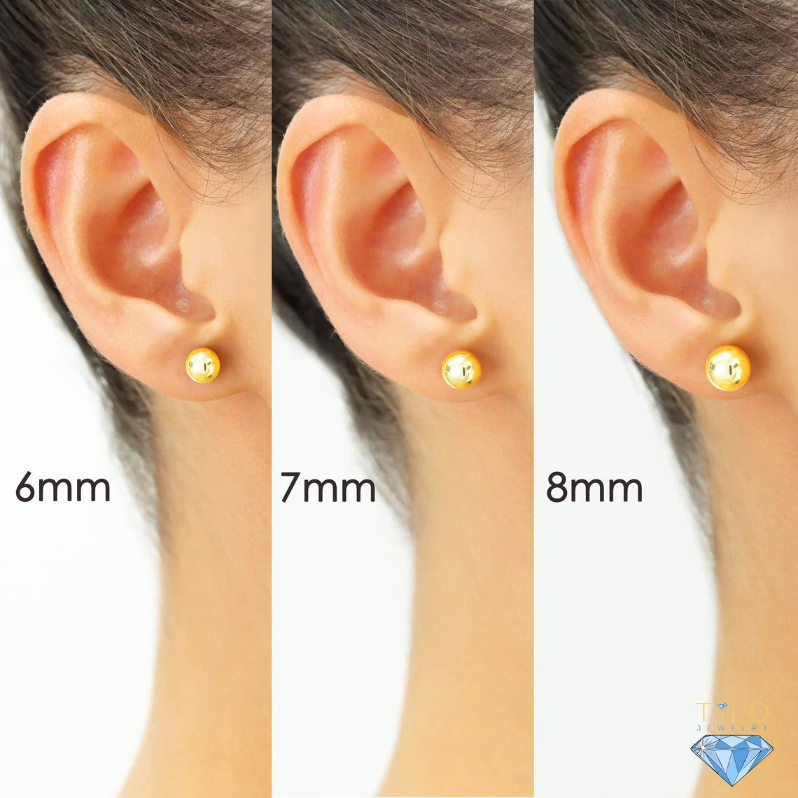 Bundle SET of 3! 14K Yellow Gold Ball Stud Earrings with Screw Backings, Unisex