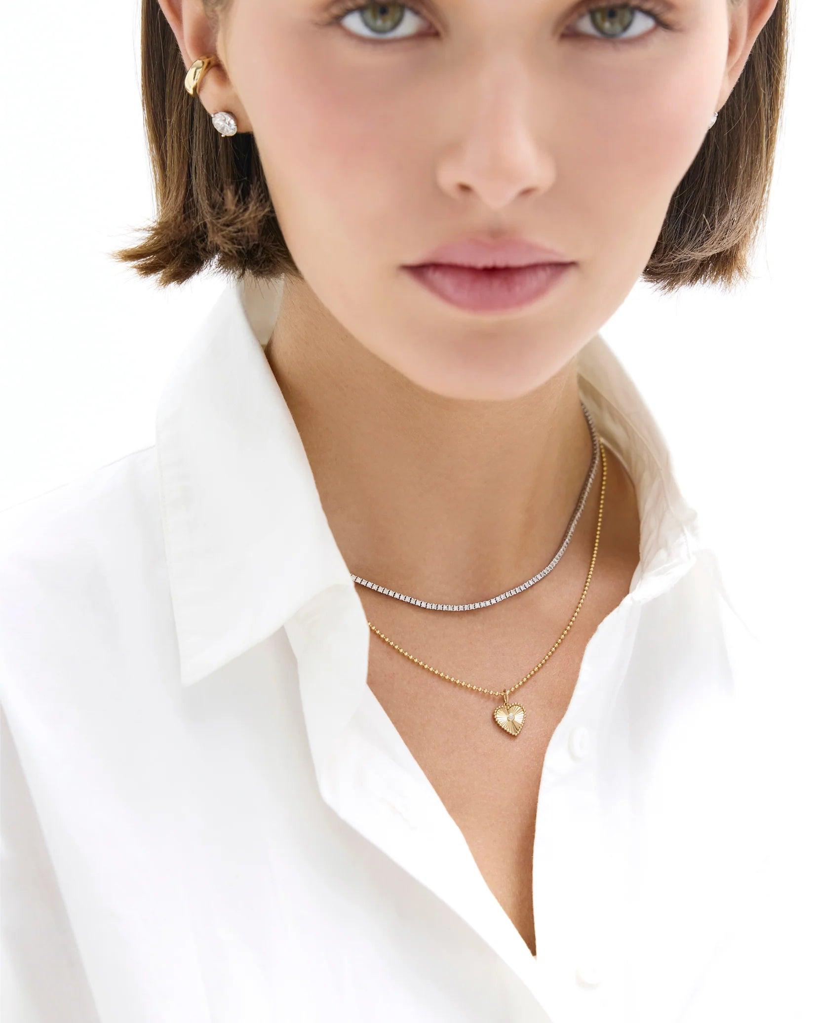 Stunning Fluted Heart Diamond Pendant - Elegance Redefined.