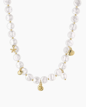 Reese Pearl Mini Charm Necklace NikNenz™ Premium Gold & Diamonds