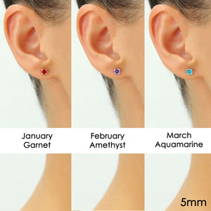 14K Yellow Gold Birthstone Stud Earrings, Screw-Back, 5Mm