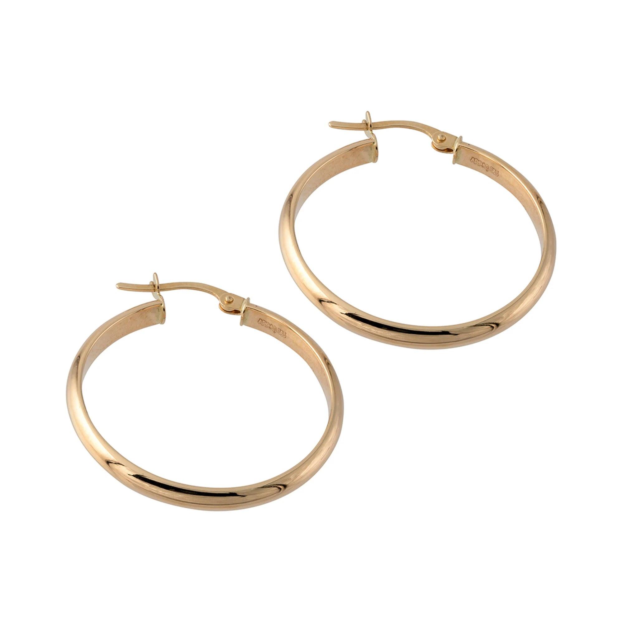 Bold 14K Solid Gold Hoop Earrings - Classic 3.10mm Thick Design.