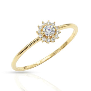 10K Yellow Gold Dainty Flower Ring - Perfect Floral Gift for Her Birthdays & Everyday Elegance.