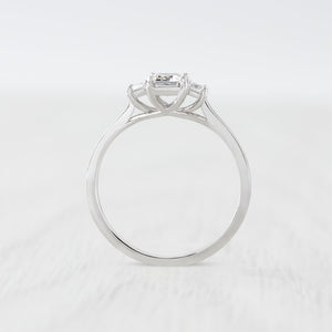 Man Made Diamond Emerald Cut 3 Stone Trilogy Ring Ring Available in Sterling Silver or White Gold Filled - Engagement Ring
