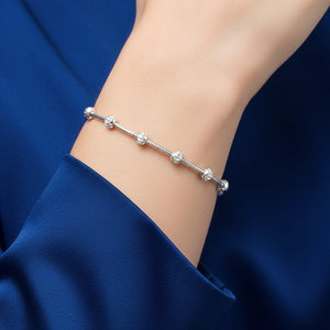 Sterling Silver Diamond-Cut Moon Bracelet