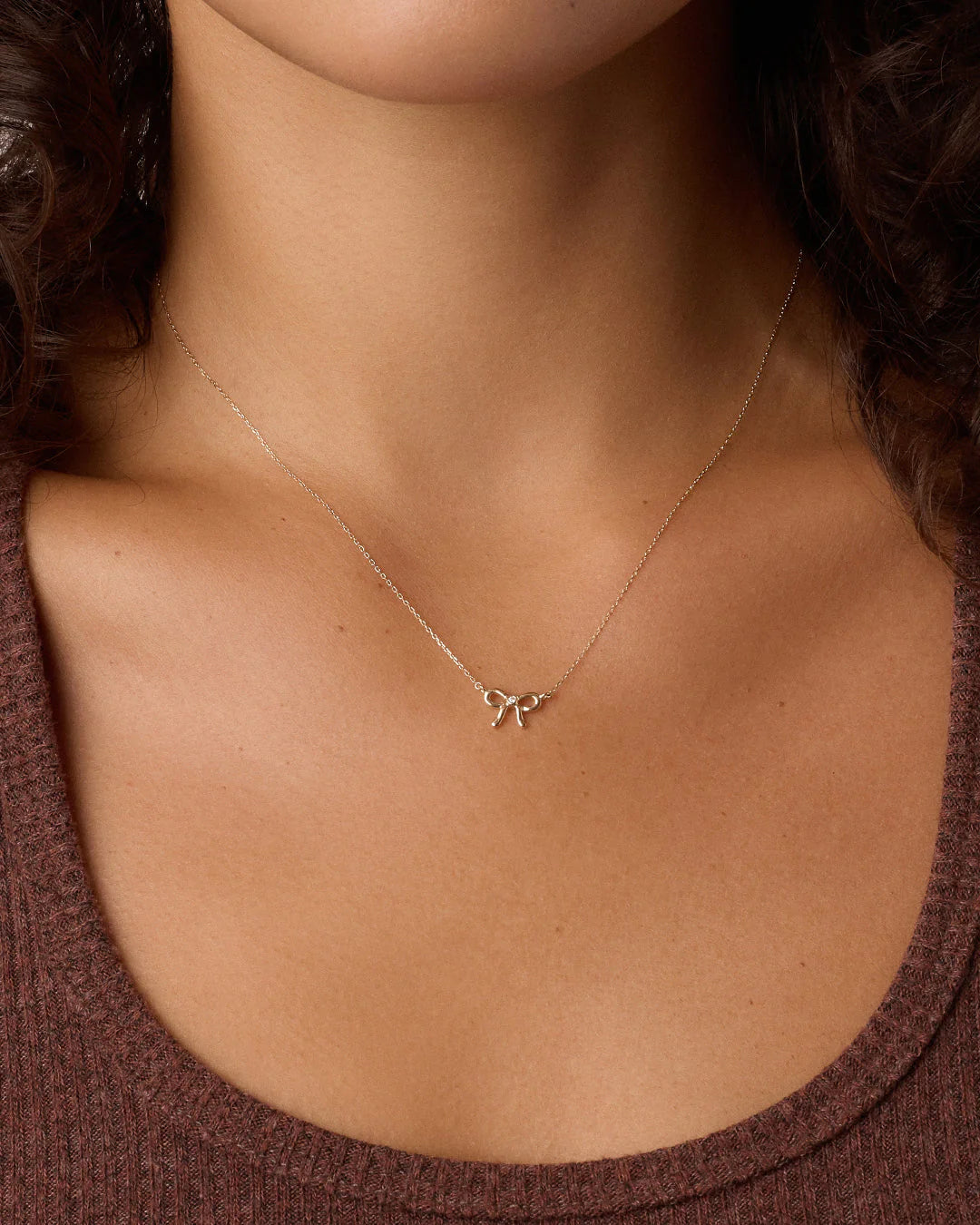14K Diamond Put a Bow on It Necklace