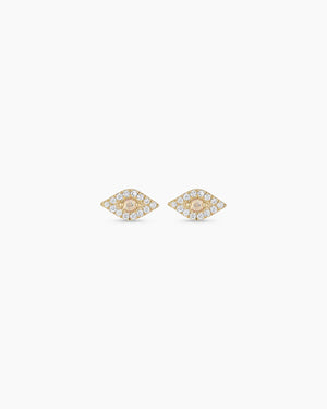14K Diamond Evil Eye Studs