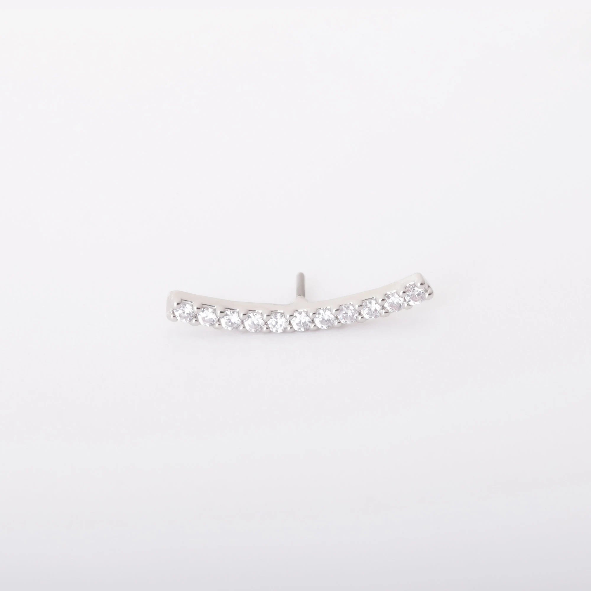 Flat Back Ear Climber, Titanium CZ Ear Crawler Earring, Threadless Push Pin Helix Cartilage Tragus Stud, 16G 18G 20G Dainty Gold Silver