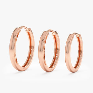 Elegant 14K Solid Gold Brianna Huggie Hoop Earrings - Everyday Style in Yellow, White, and Rose Gold (Pair).