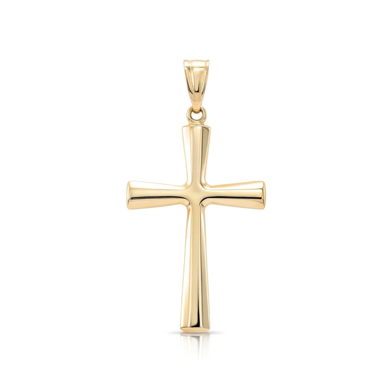 Elegant 14K Gold Classic Cross Pendant Necklace with 18" Cable Chain.