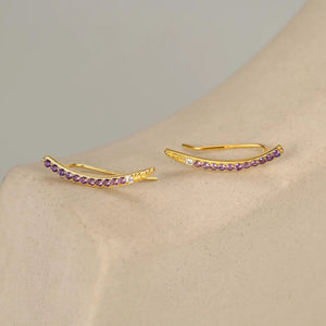 Ombre Amethyst Purple CZ Crawler Earrings in Sterling Silver, Silver or Gold, Gradient Colour Ear Crawlers, February Birthstone Ear Climbers