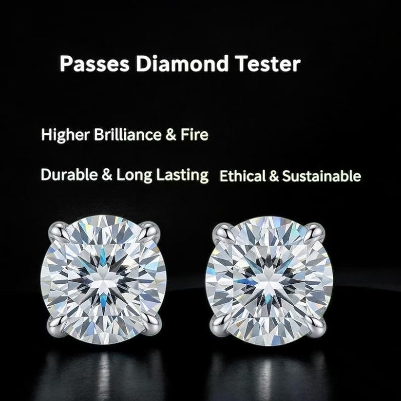 Moissanite Stud Earrings 3Mm–10Mm, 925 Sterling Silver Screw Back, VVS1 GRA Certified, Diamond Alternative Studs for Men Women, Mothers Day
