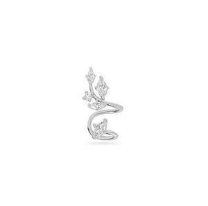 14K Gold Leaf Ear Cuff Diamond & Moissanite, No Piercing