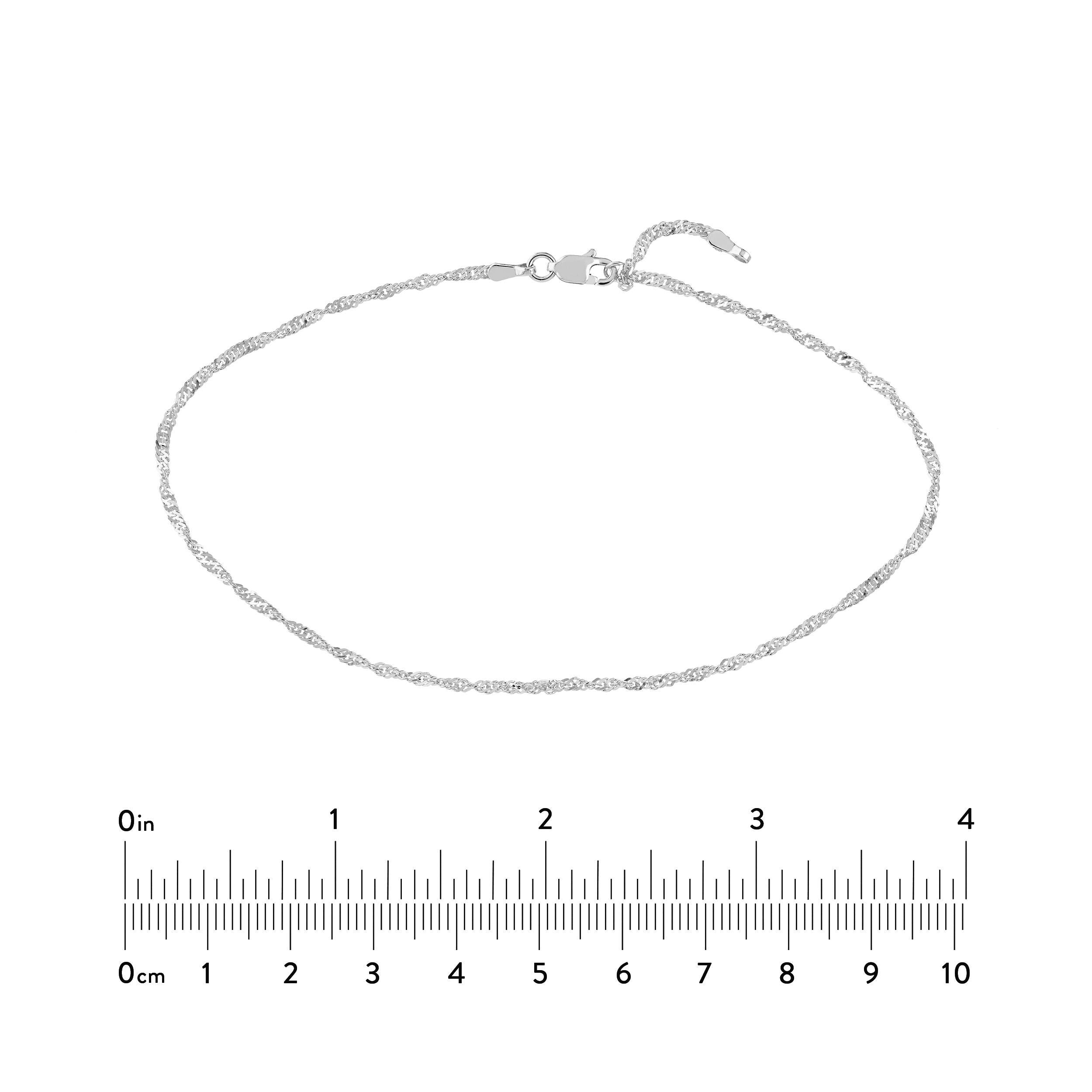 1.7Mm Adjustable Singapore Chain Ankle Anklet REAL 14K White Gold 10"