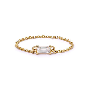 Estée Lalonde Fine Baguette Sapphire Chain Ring 14Ct Solid Gold